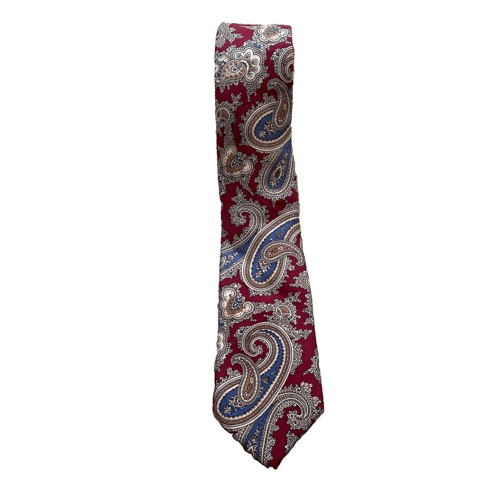 Vintage Stafford Tie 90s Silk Maroon Paisley
